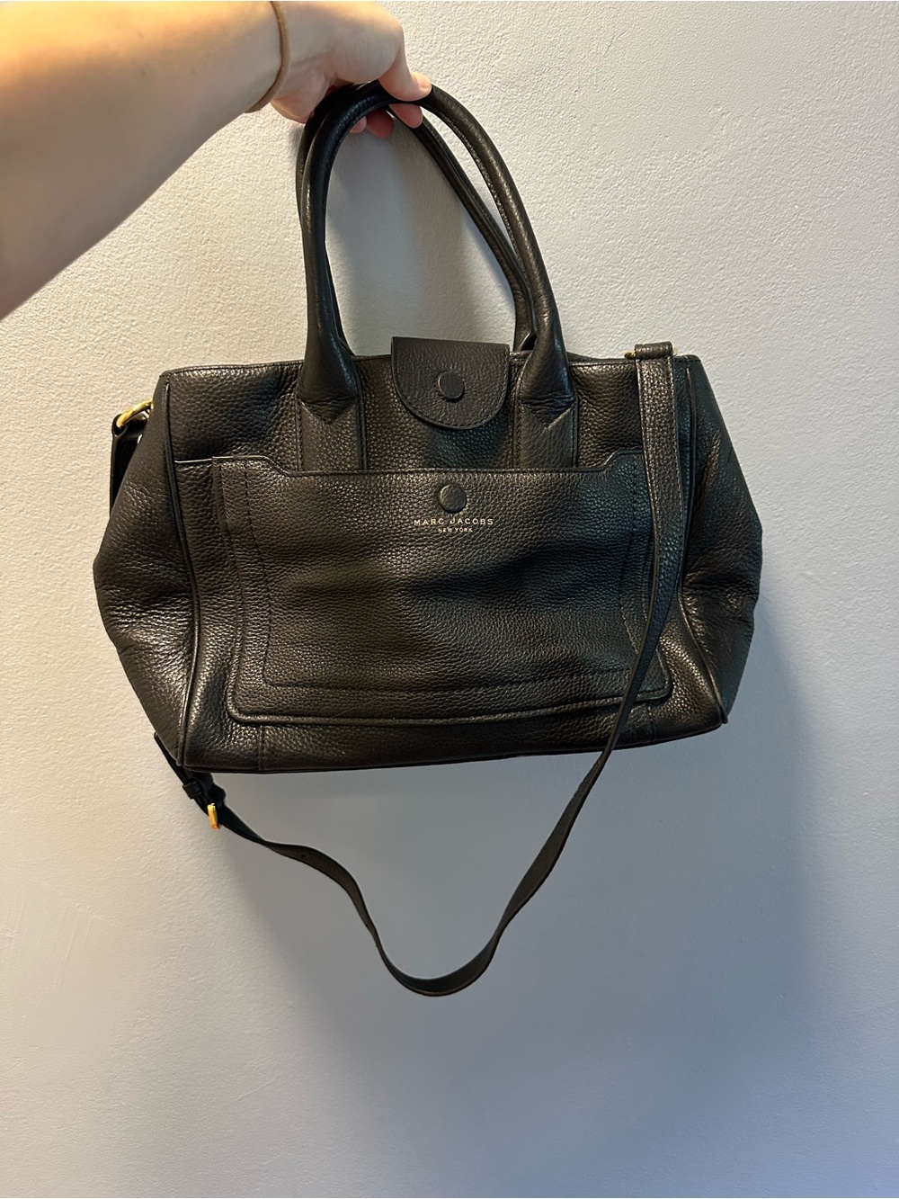 Marc Jacobs Black Pebbled Leather Shoulder Satchel